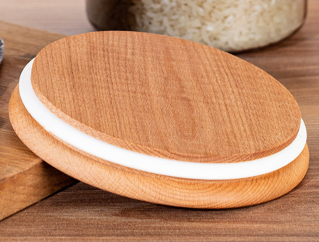 Набор контейнеров для хранения Yuviera Wooden Lid из 2 шт., 2,3 л. - дерево, пластик