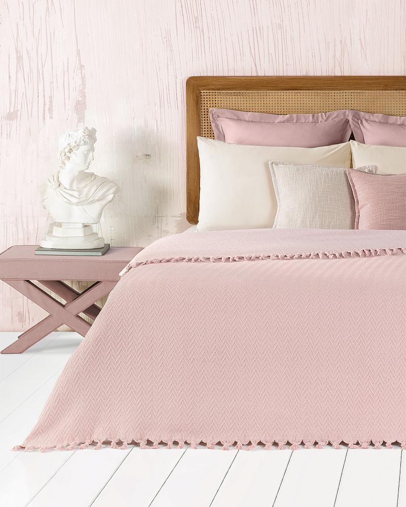 Покрывало двуспальное Stephane Woven 220x240 см. - пудровое