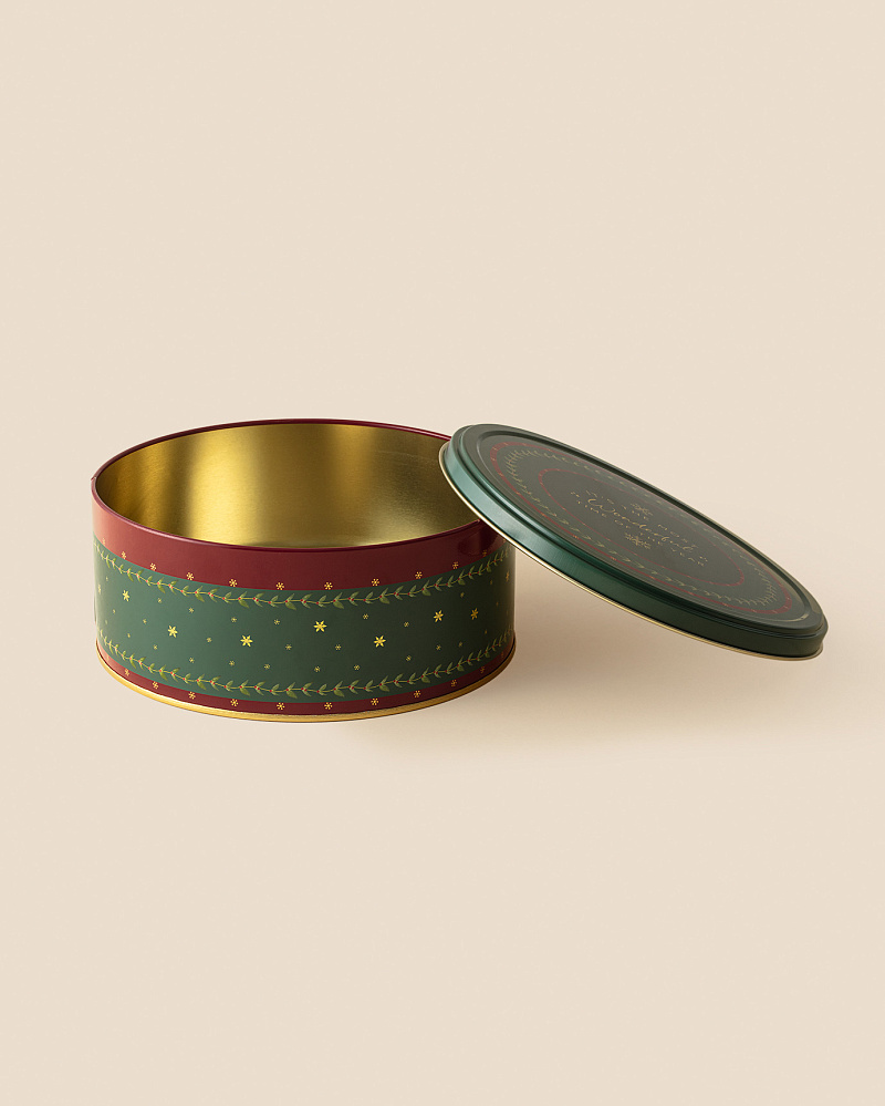 Круглая металлическая коробка Linda с крышкой 13x13x6 см, металл