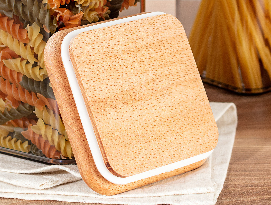 Контейнеры для хранения Kaviera Wooden Lid из 2 шт., 1,5 л. - дерево, пластик