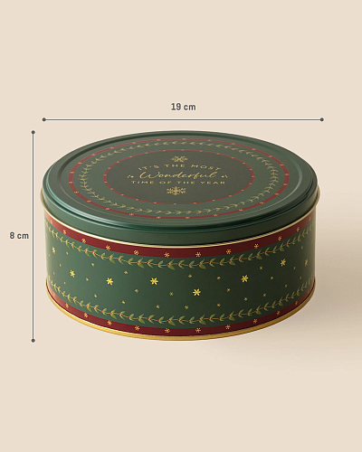 Круглая металлическая коробка Linda с крышкой 19x19x8 см, металл
