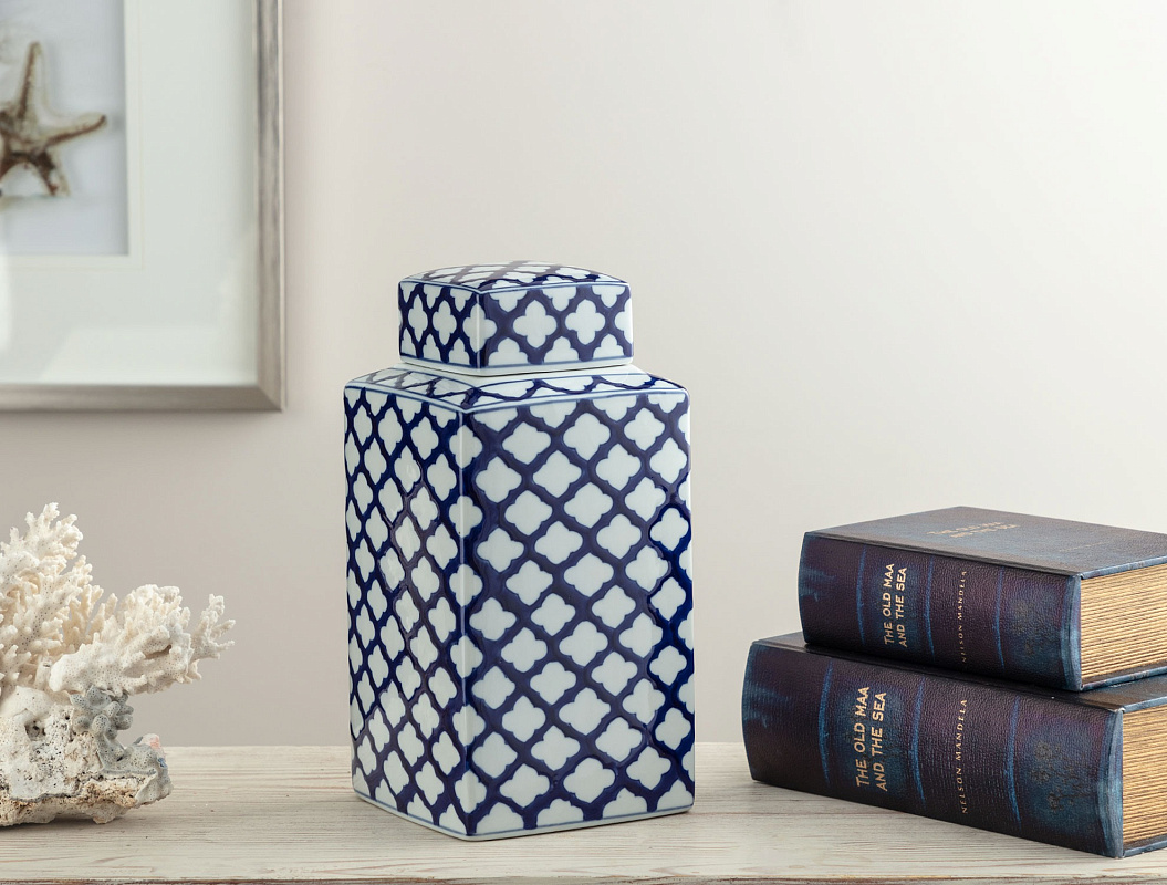 Ваза с крышкой Créteil Blanc 15x15x30 см 