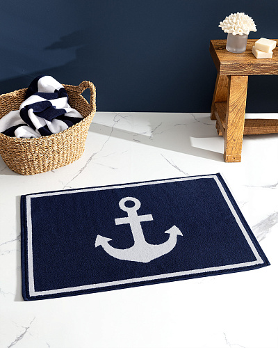 Полотенце для ног Anchor Yacht Collection 50x80 см. - темно-синее / белое
